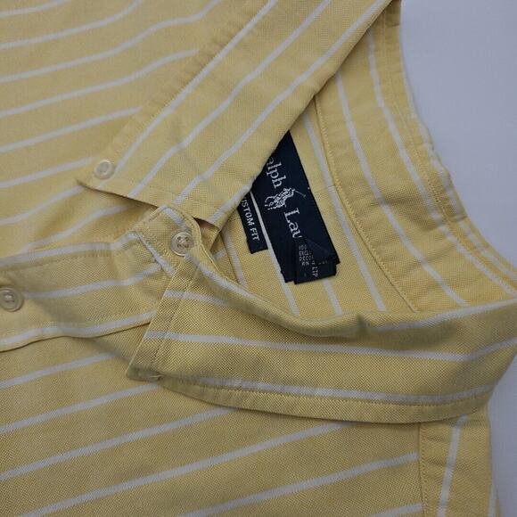Ralph Lauren Men's Yellow with White Stripe Button Down Shirt Size 2XL - Picture 2 of 6